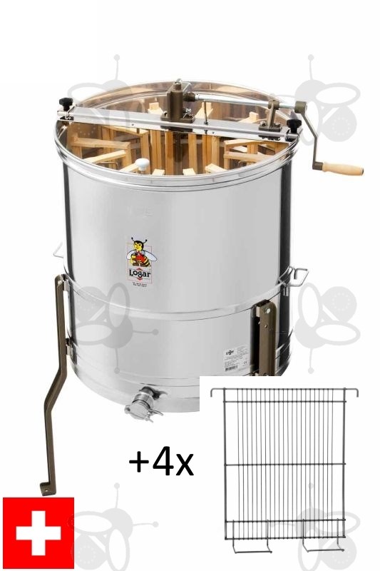 Logar 4-cadres l'extracteur de miel tangentiel, manuel - 4120 -  Honigschleudern Logar