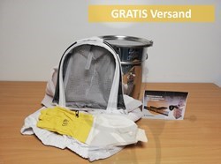 Immagine relativa a Imkerpaket 1: 35kg Stapelbarer Lagerbehälter mit Spannring und Dichtung, Bienenkorridore, Lederhandschuhe und eine Imkerjacke mit GRATIS Versand