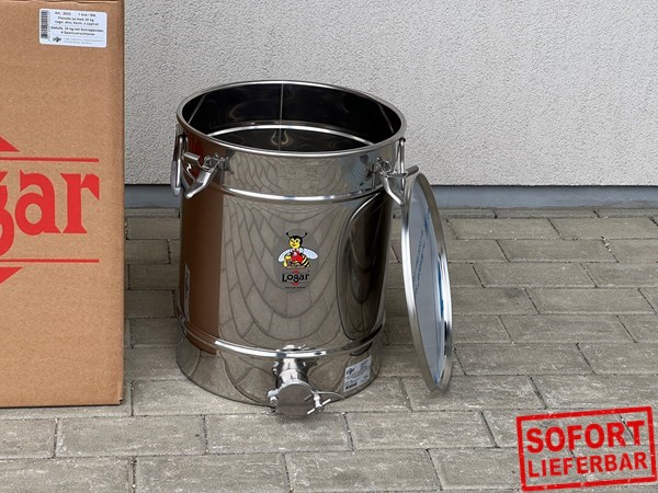 Bild von Abfüllbehälter 35 kg mit Schrägboden, 4 Spannverschlüsse, hermetische Abdichtung
