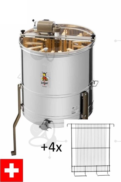 Photo de L'extracteur de miel radiaire pour 12 cadres de miel suisses et 4 cadres de couvain suisses, cuve 63 cm, 110W moteur