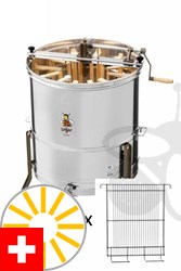 Photo de L'extracteur de miel radiaire pour 12 cadres de miel suisses et 4 cadres de couvain suisses, cuve 63 cm, manuel