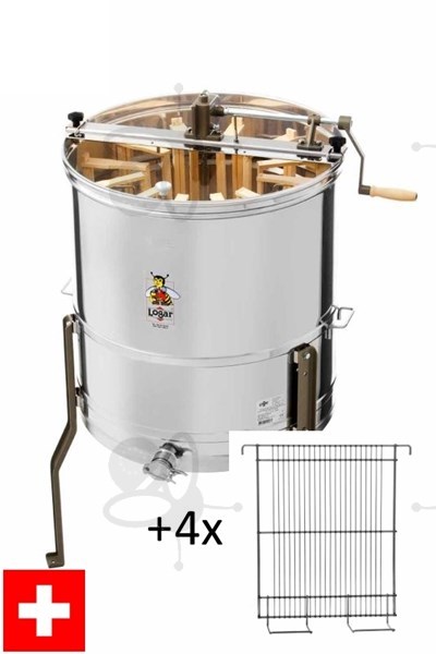 Photo de L'extracteur de miel radiaire pour 12 cadres de miel suisses et 4 cadres de couvain suisses, cuve 63 cm, manuel