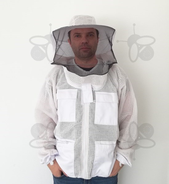 Photo de Veste d'apiculture en tissu mesh respirant et capuche d'escrime